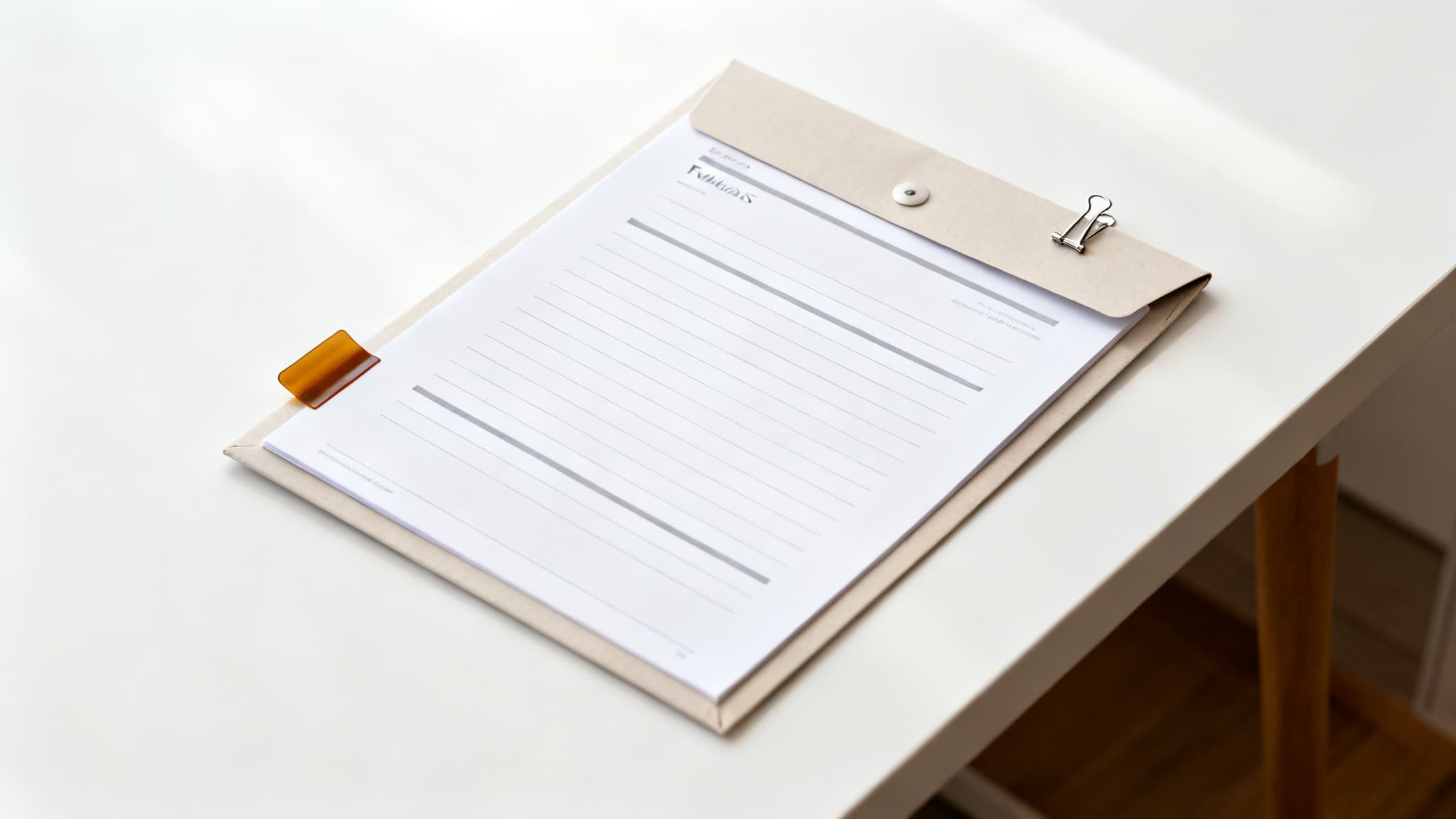 Neutral evidence packet with an amber marker